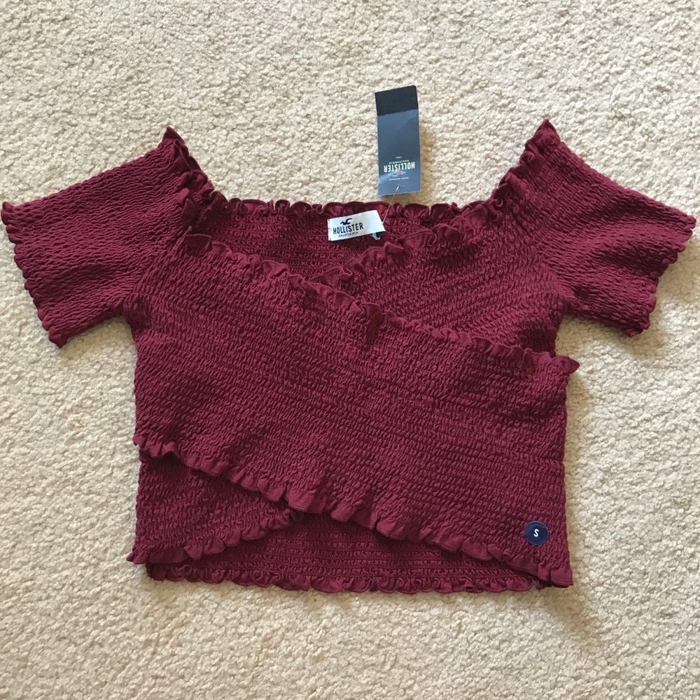 Smocked Wrap Off-The-Shoulder Crop Top